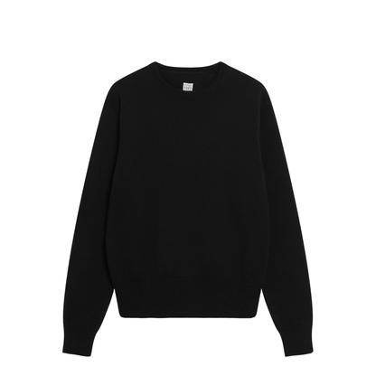 Black Cotton Crew Neck Jumper - Image 1