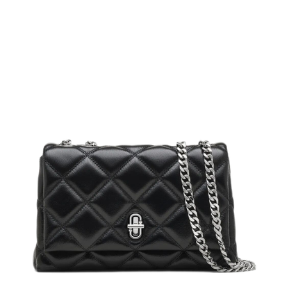 Slim Dual Convertible Leather Shoulder Bag - Black - Image 1