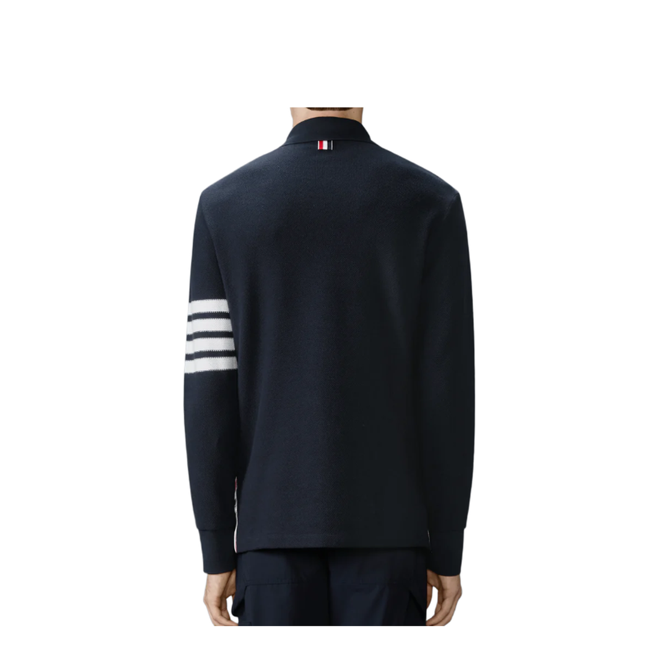 Long Sleeve Polo in Textured Pique w/ Eng 4 Bar - Image 3