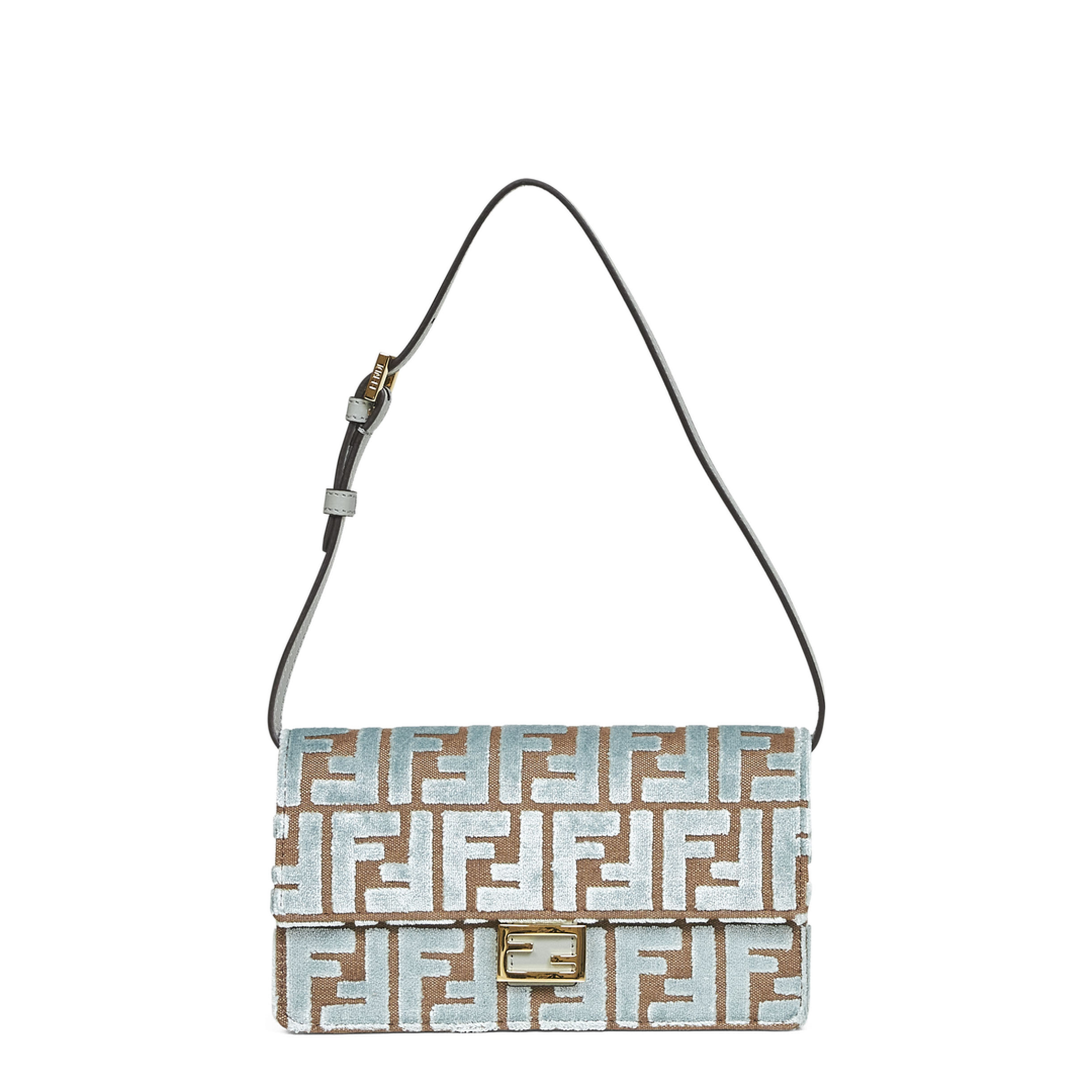 Wallet On Chain Baguette FF Jacquard Velvet Green - Image 1