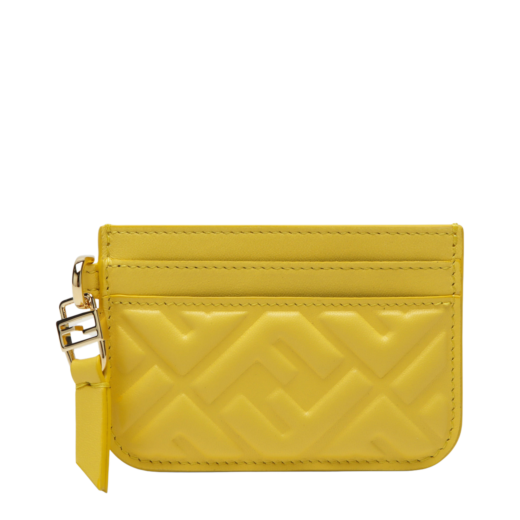 Yellow Nappa Leather Baguette Card Case with FF Motif - Image 1