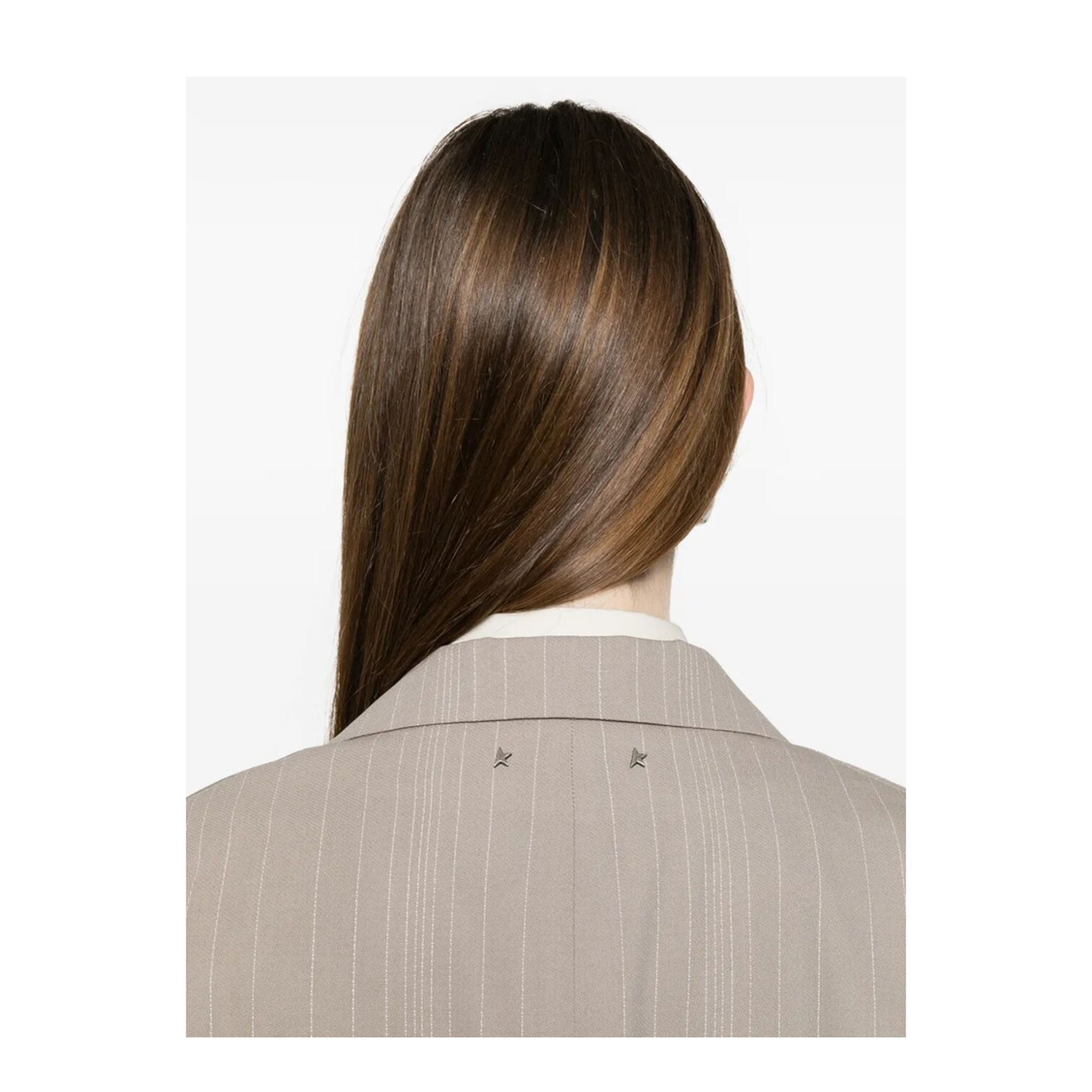 Pinstripe Oversized Wool Blend Blazer with Broche - Image 3