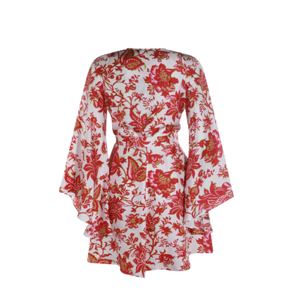 Cotton Mini Dress Red/White - Image 2