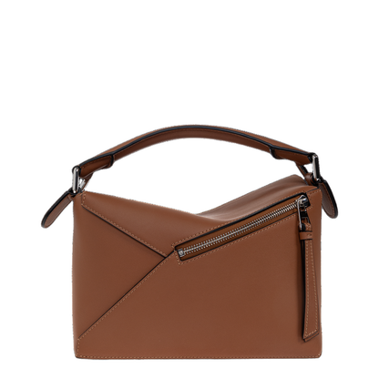 Small Puzzle Edge Hand Bag Leather Brown - Image 3