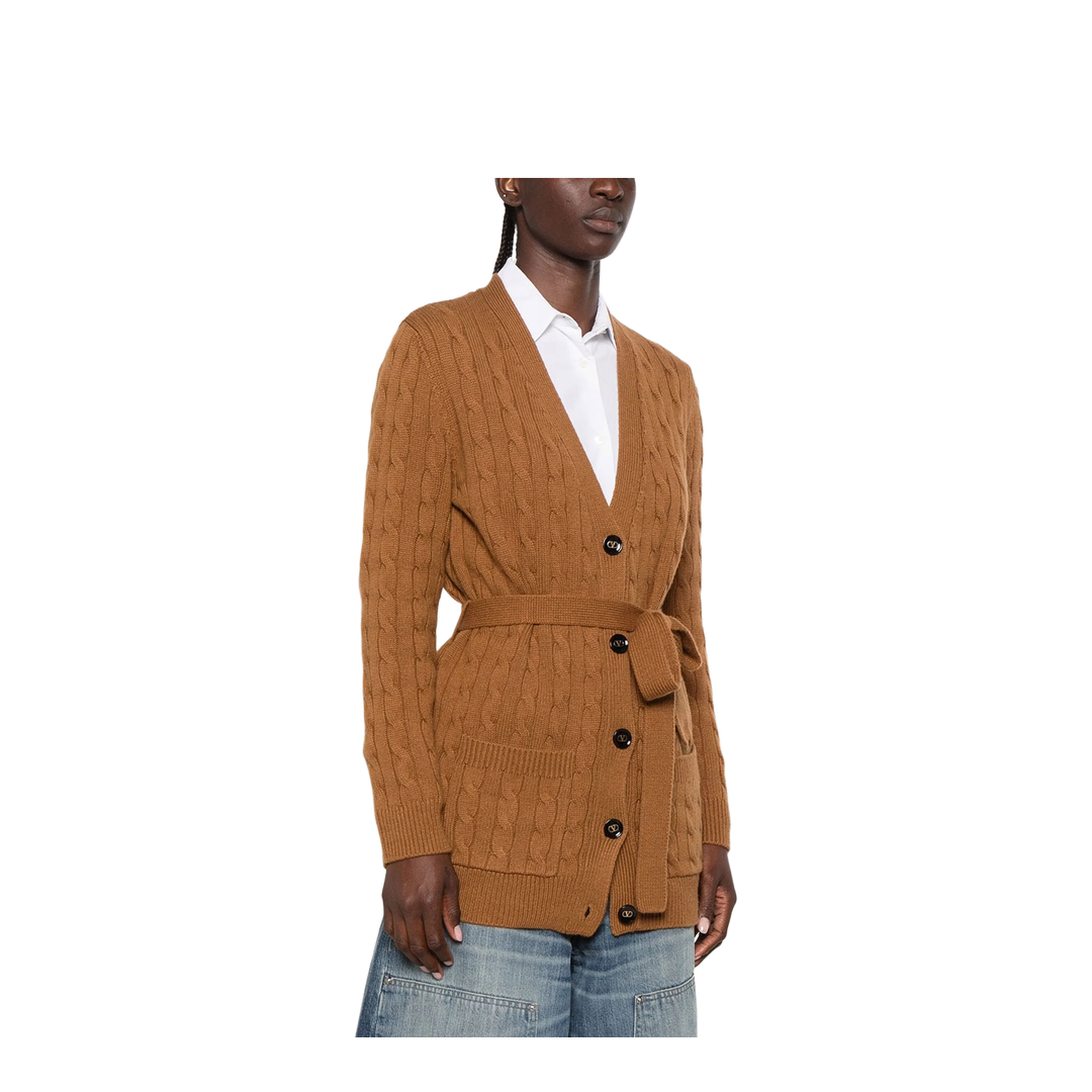 Cable-Knit Belted Cashmere Cardigan - Image 3