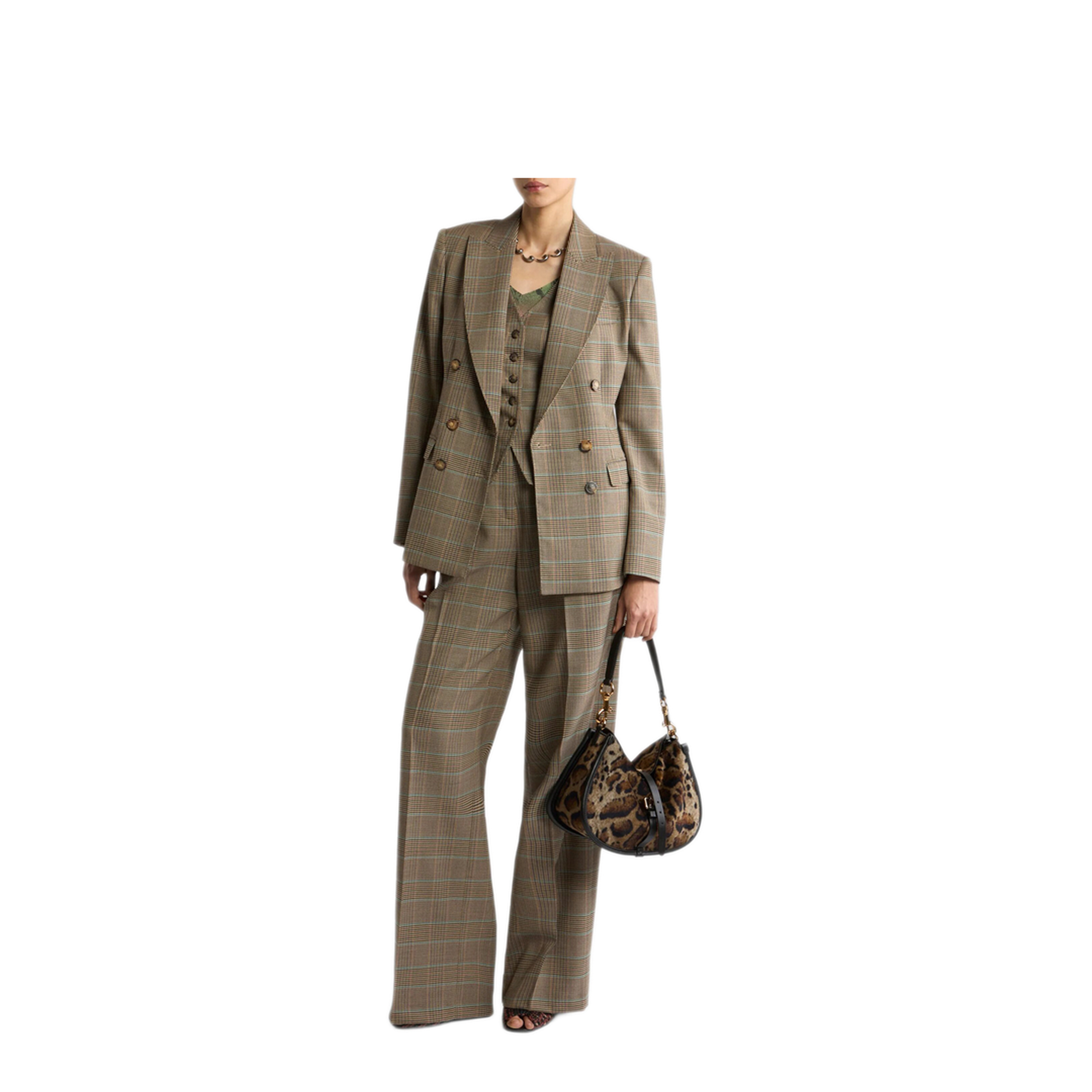 Stretch Wool Trousers with Prince of Wales Pattern - Image 2