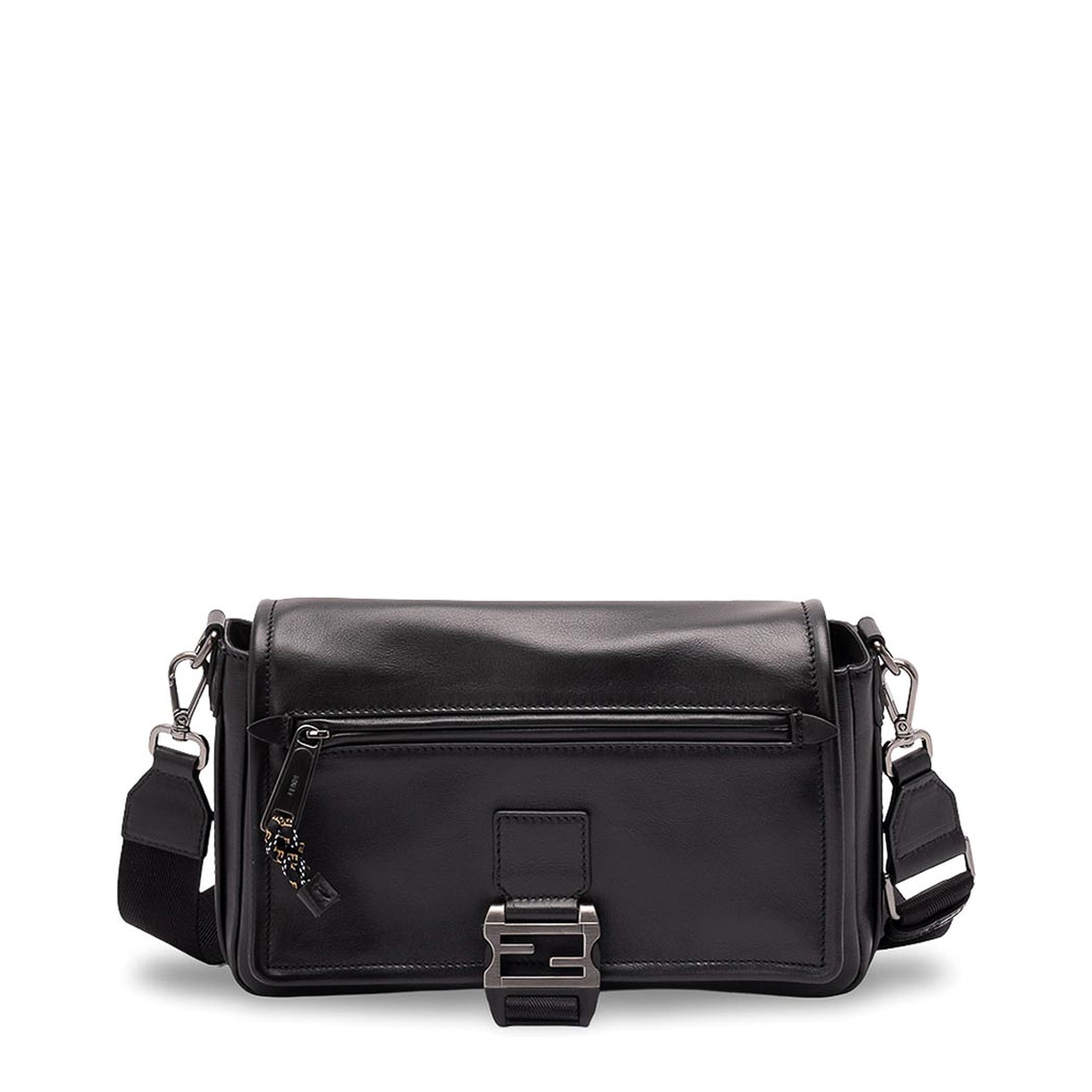 Flux Messenger Leather Crossbody Bag - Black - Image 1