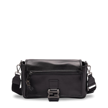 Flux Messenger Leather Crossbody Bag - Black - Image 1