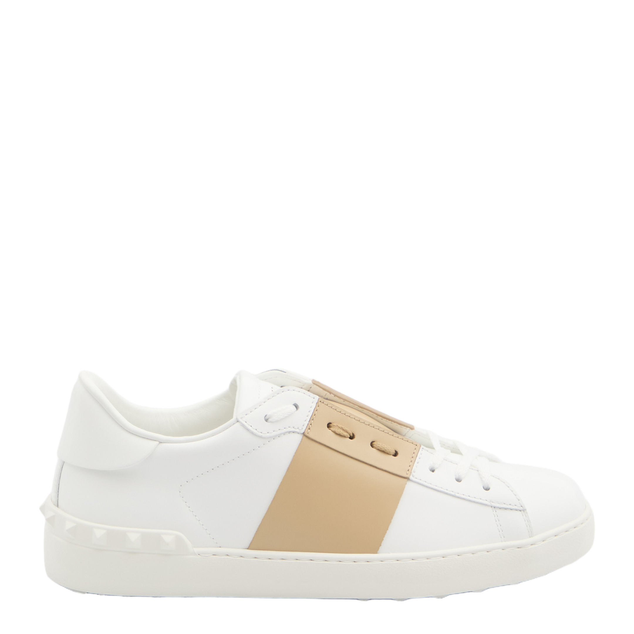 Open Sneaker in Smooth Leather - White - Image 1