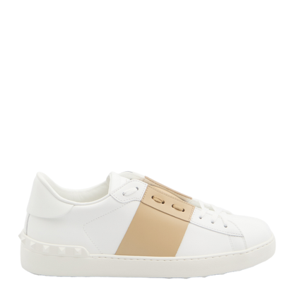 Open Sneaker in Smooth Leather - White - Image 1