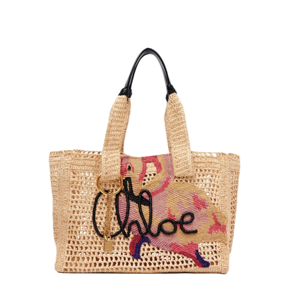 Summer Banana East-West Raffia Tote Bag - Beige - Image 1