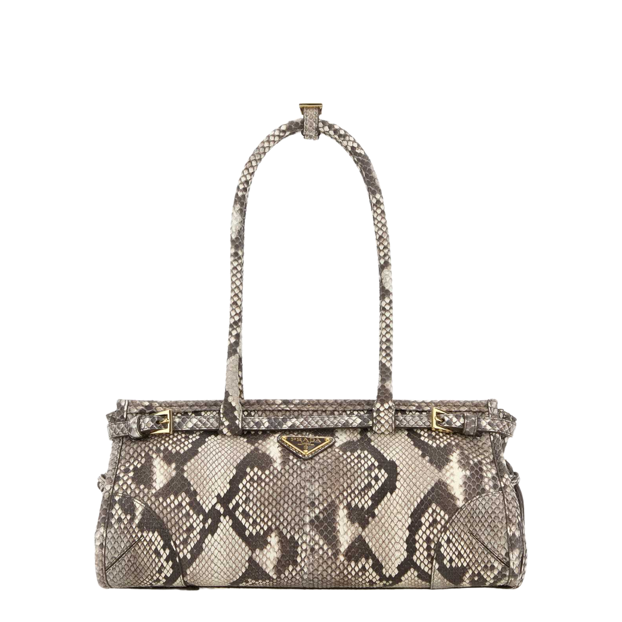 Bonnie Medium Printed Python Shoulder Bags - Light Beige / Animal Print - Image 1
