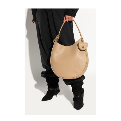 The Large Dual Hobo Bag Leather Beige - Image 3