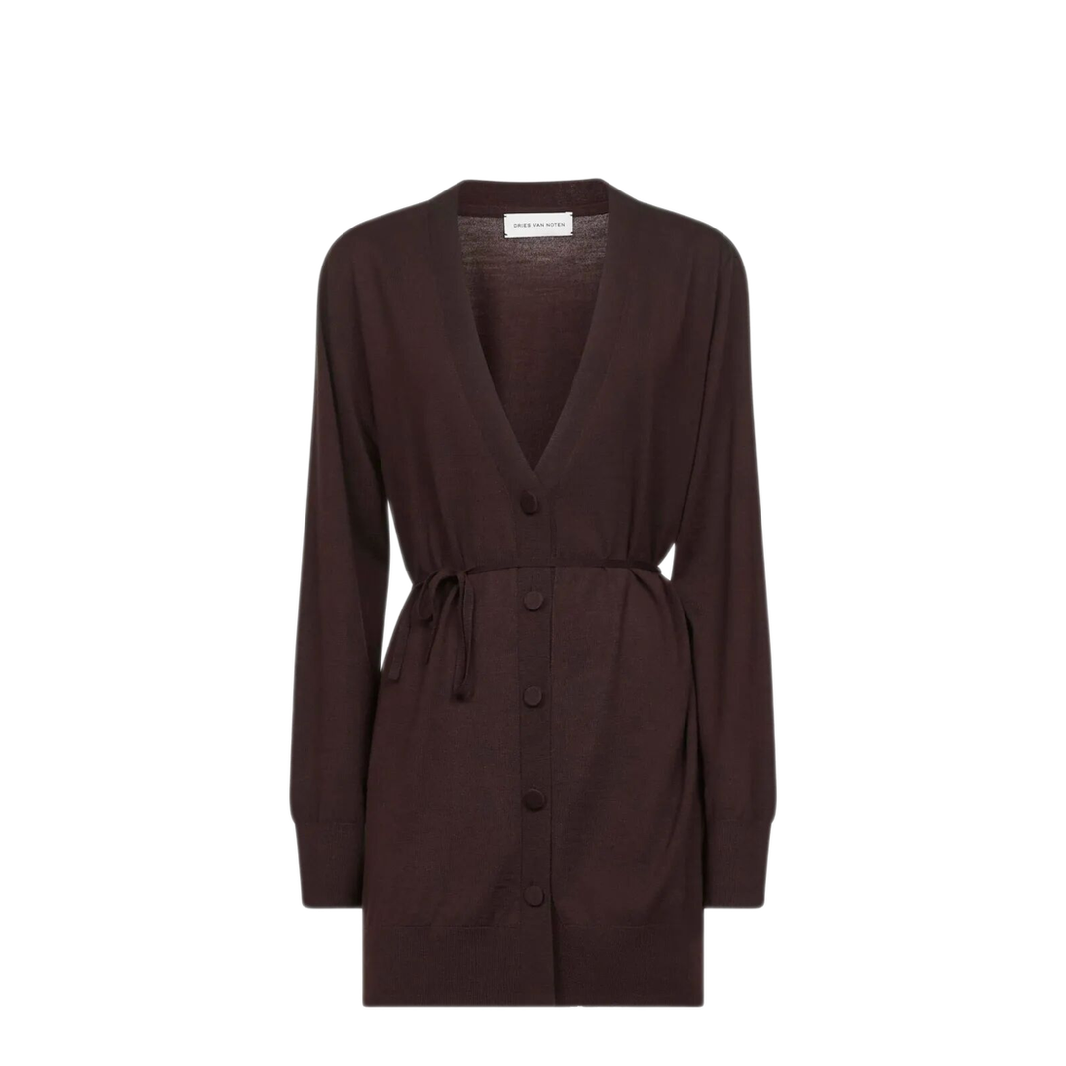 Tibati Long Cardigan With Thin Belt - Image 1