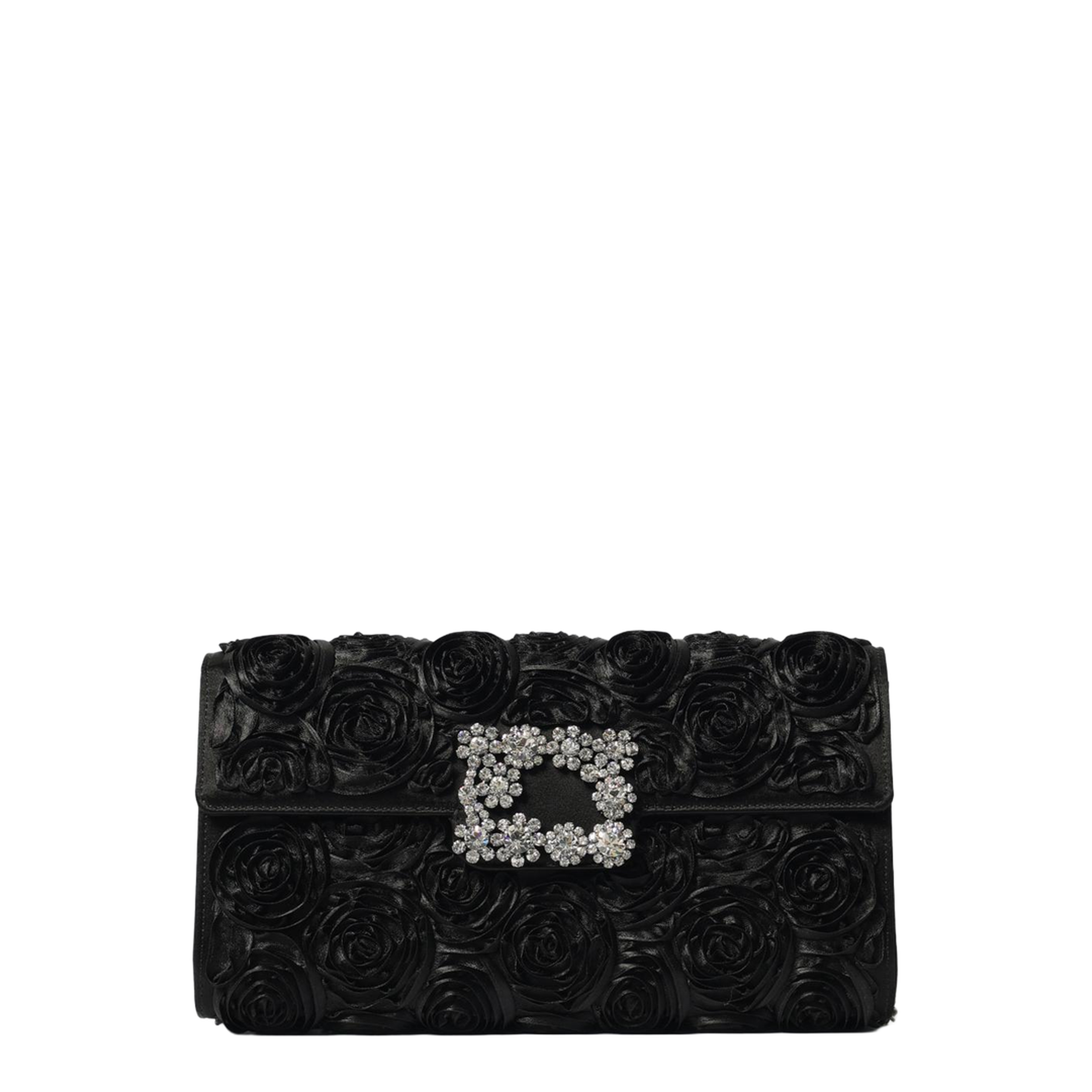 Satin Bag with Crystal Buckle and Rose Detail - Image 5