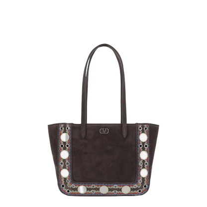 Mini Tote Bag Nellcôte In Brown Suede - Image 1