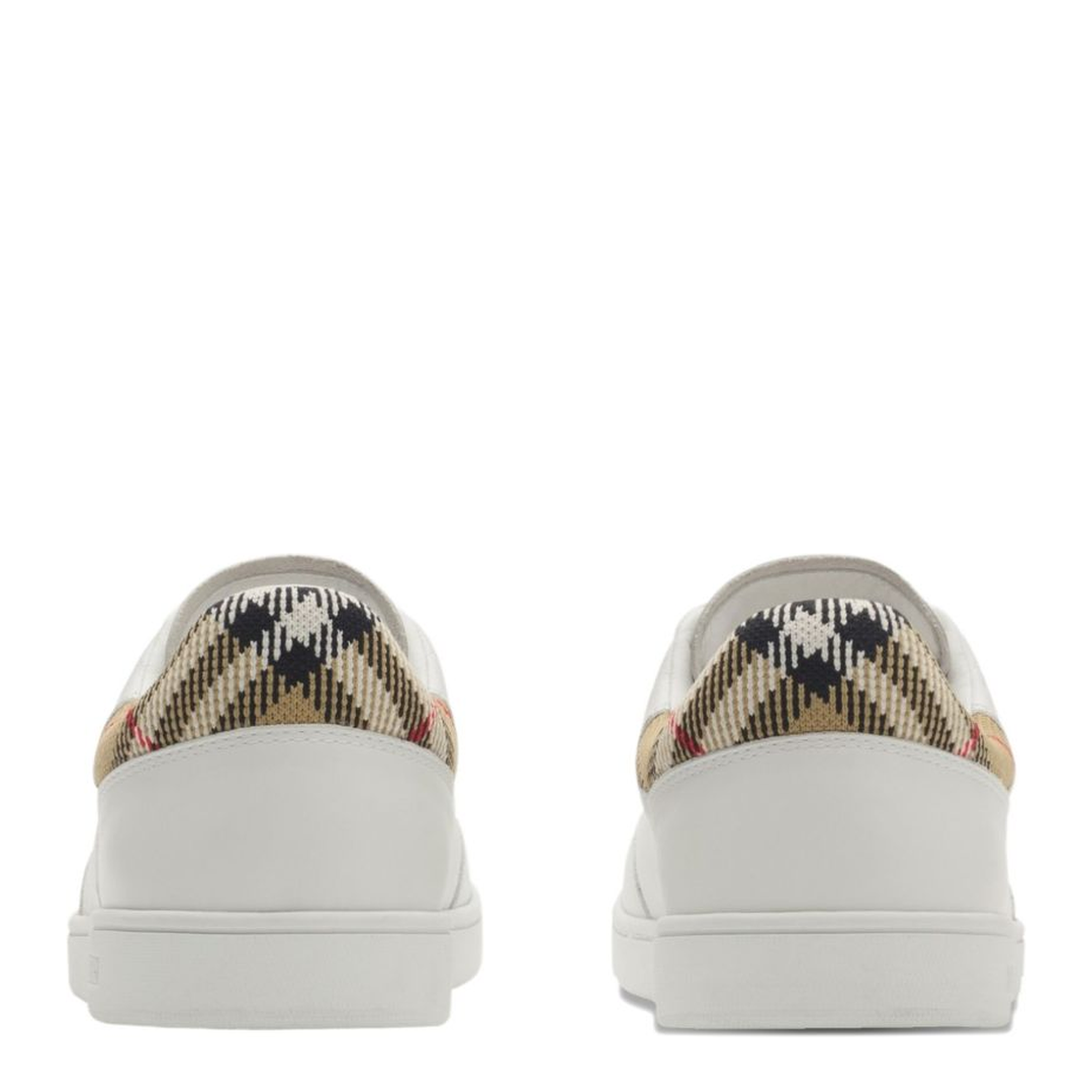Checked Heel Leather Low-Top Sneakers - Image 3