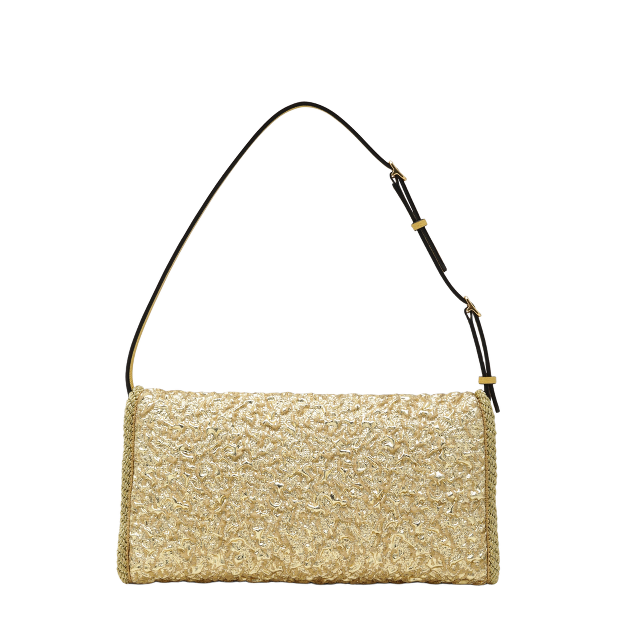 DeVain Small Cloqué Jacquard Shoulder Bag - Gold - Image 2