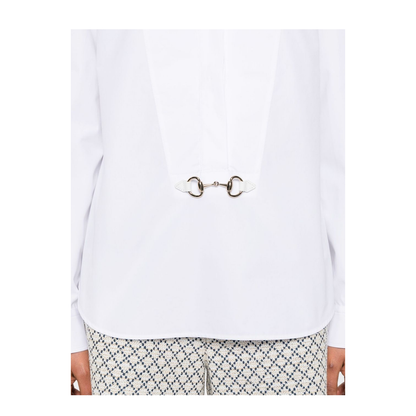 Cotton Poplin Shirt with Horsebit in White - Image 5