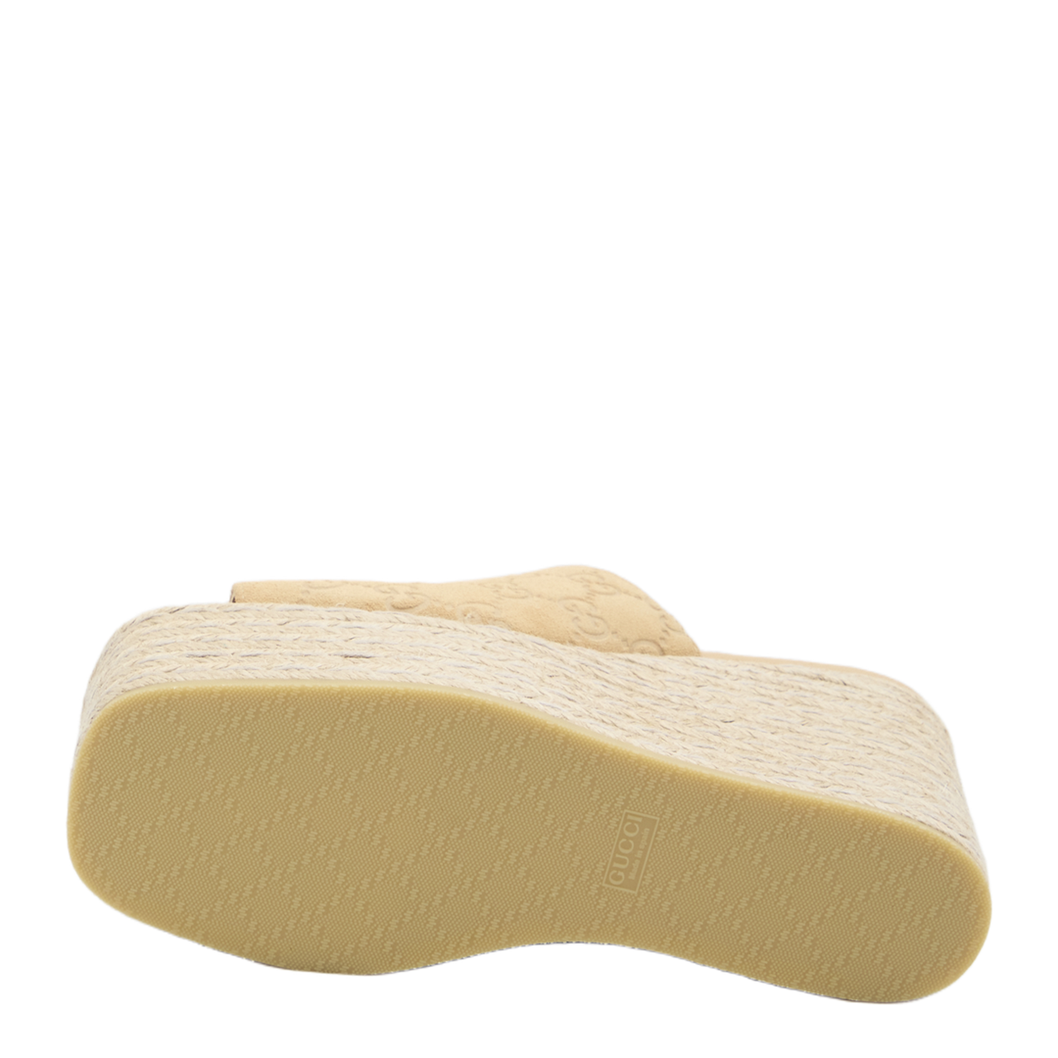Platform Espadrille with Horsebit in Beige GG Suede - Image 4