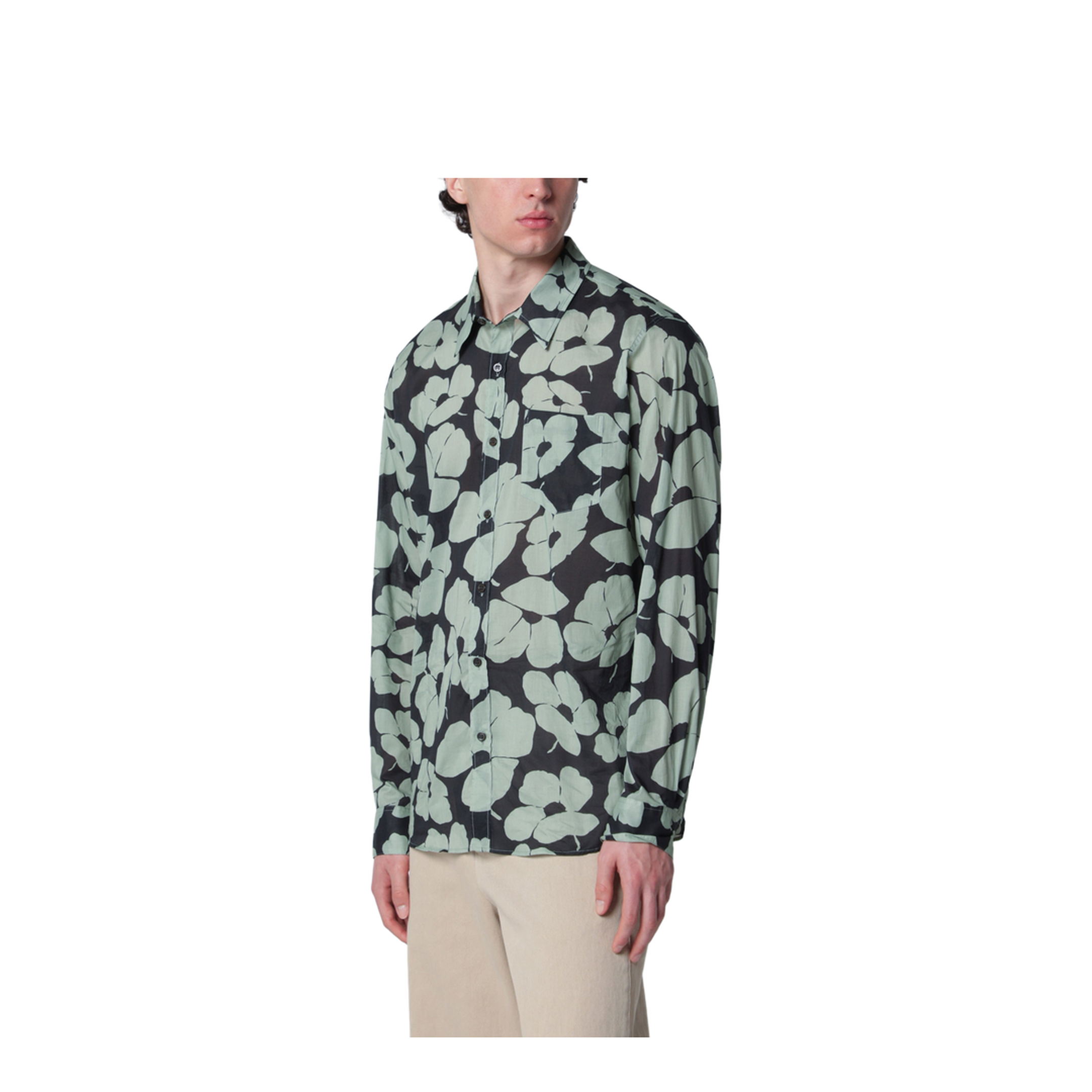 Shirt with Floral Print Pistachio Color - Image 1