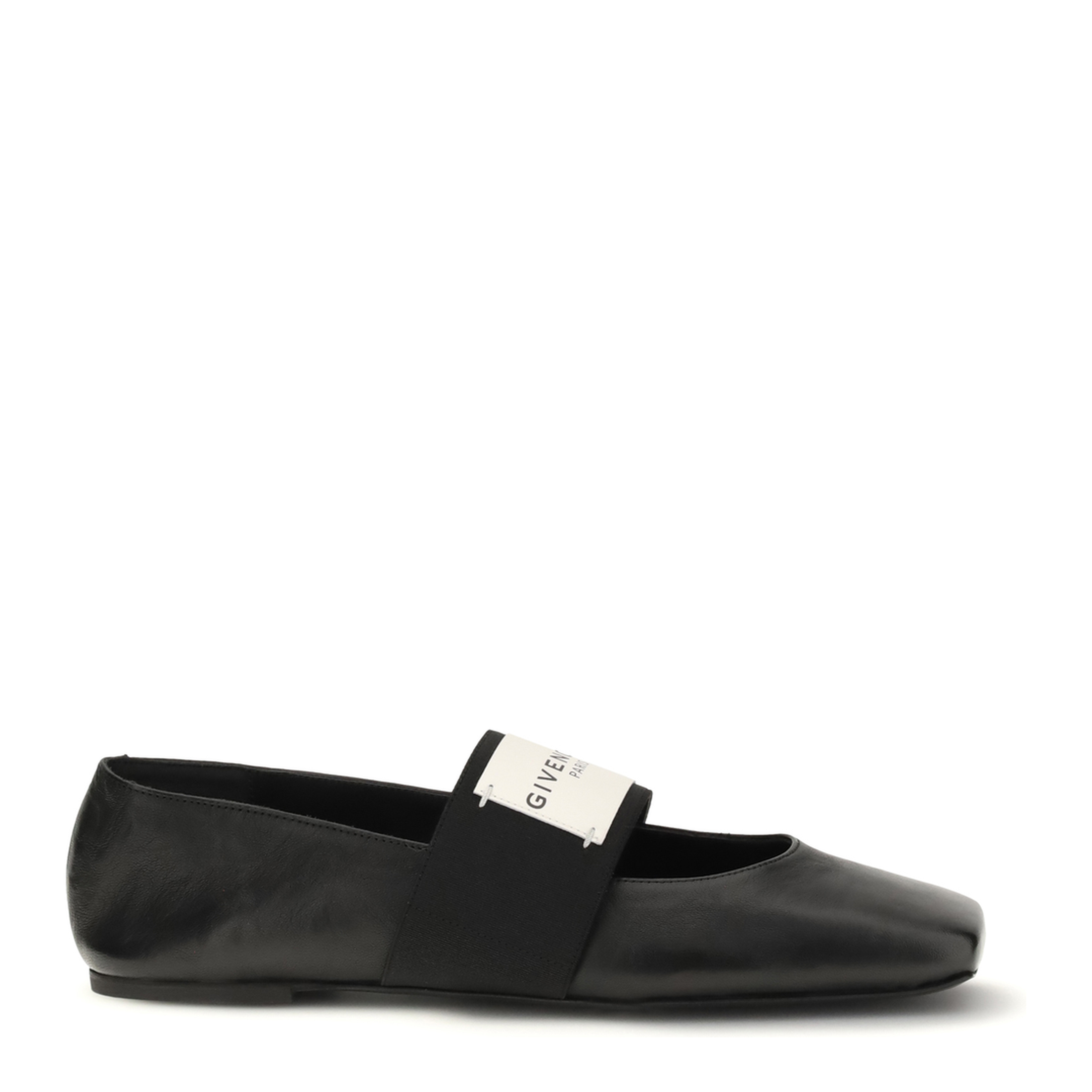 Leather Sliced Square Ballerinas - Image 1