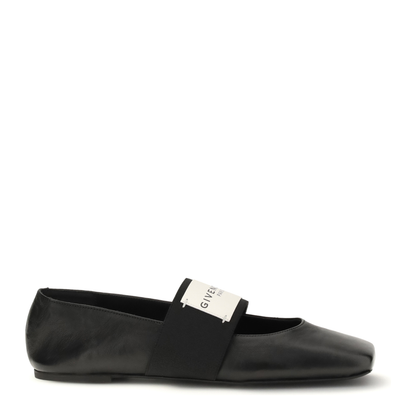 Leather Sliced Square Ballerinas - Image 1