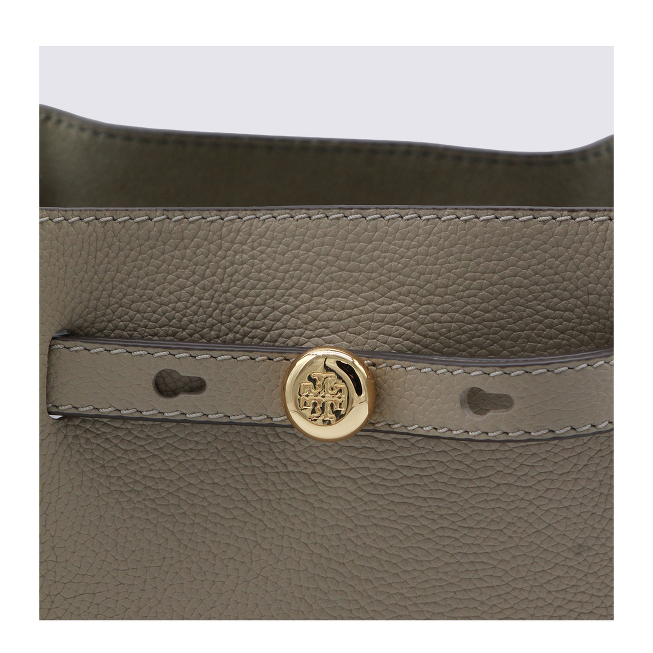 Romy Medium Pebbled Leather Bucket Bag - Soft Cement - Image 8