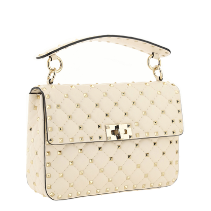 Rockstud Spike Medium Leather Crossbody Bag - Light Ivory - Image 2