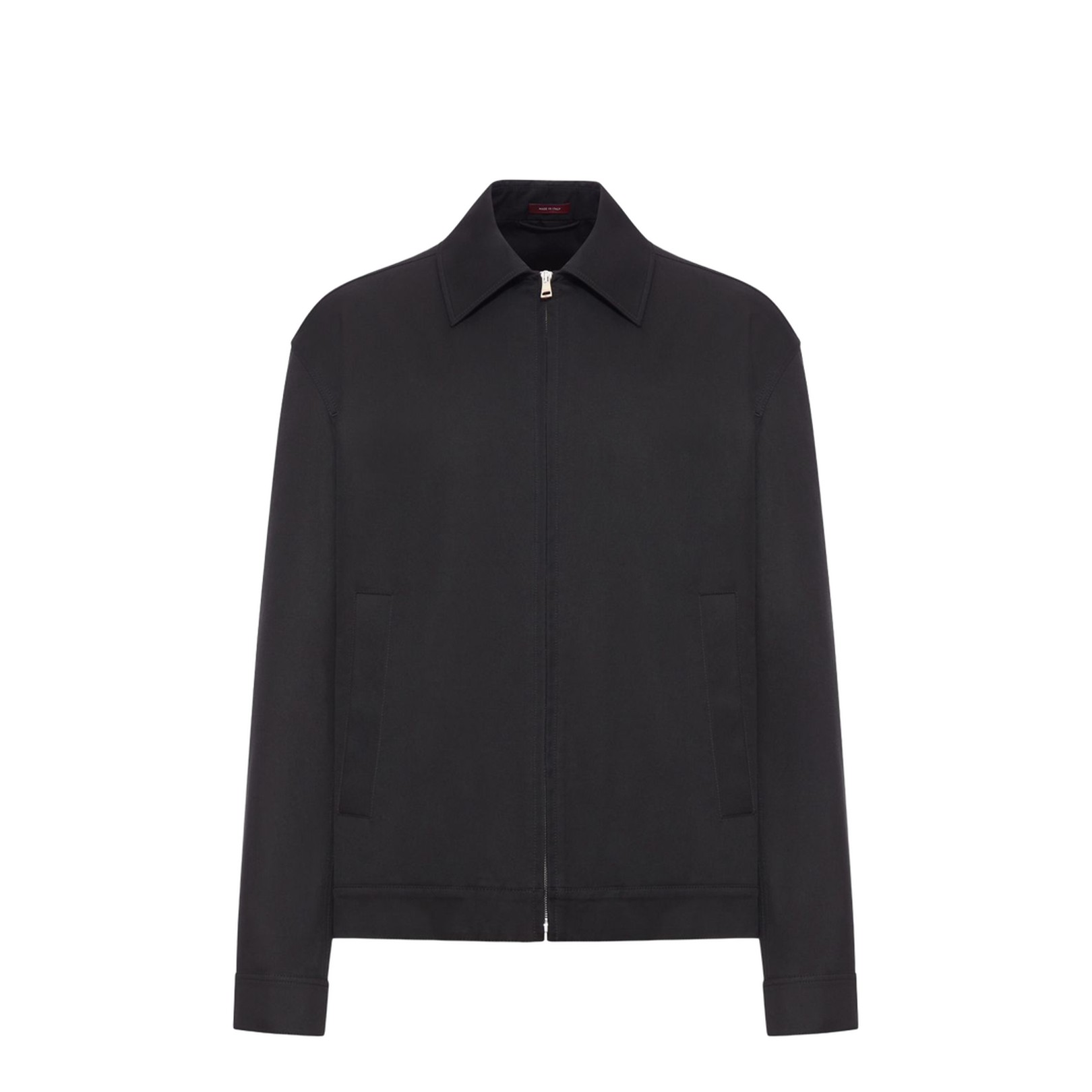 Cotton Twill Jacket with Web Detail in Black - Image 1