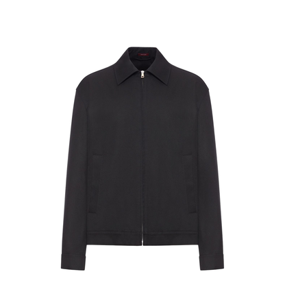 Cotton Twill Jacket with Web Detail in Black - Image 1