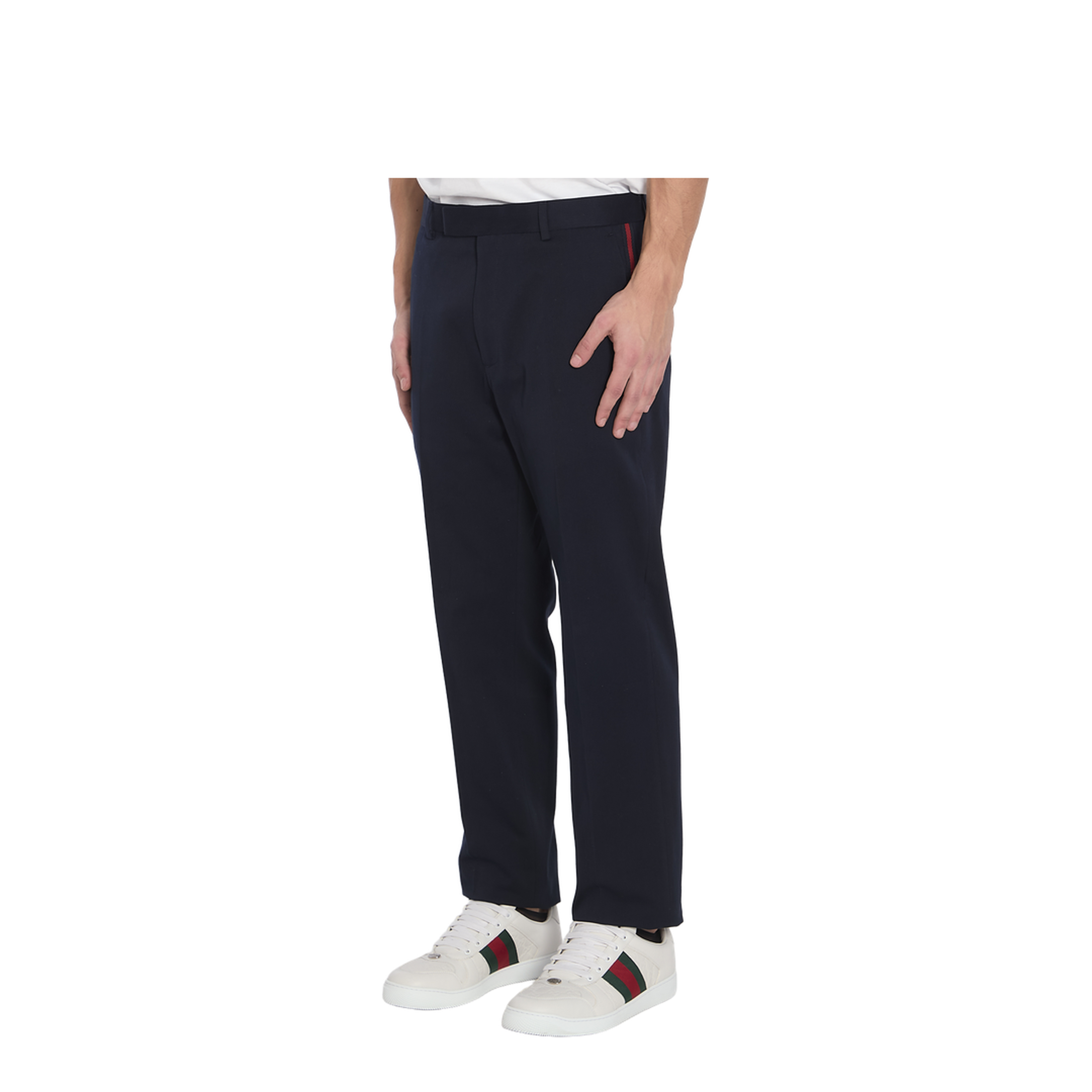 Cotton Gabardine Pant with Web in Blue - Image 2