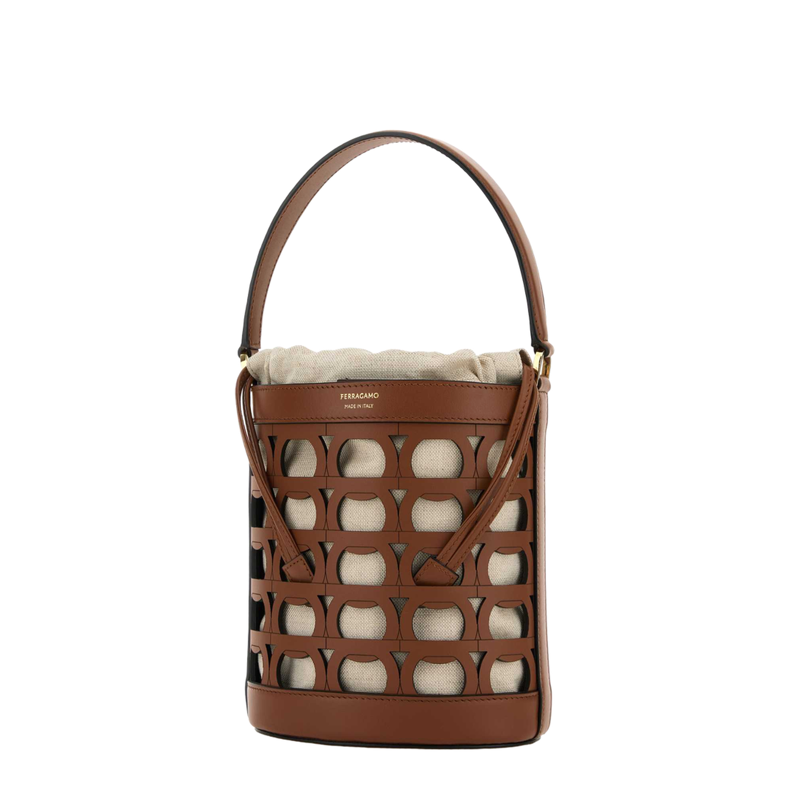 Caramel Leather Bucket Bag - Image 2