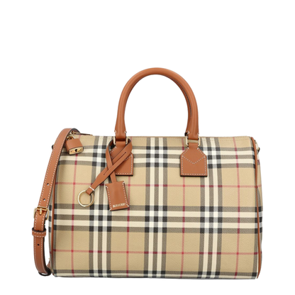 Check Medium Bowling Bag - Beige - Image 1