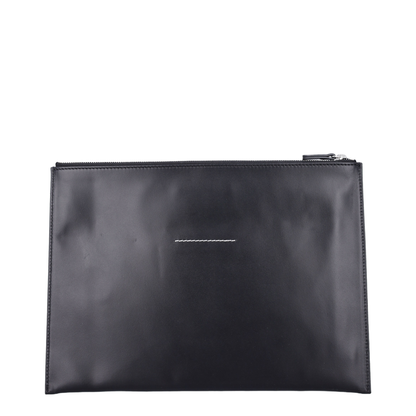 Show Pochette Medium Leather Pouch - Black - Image 3
