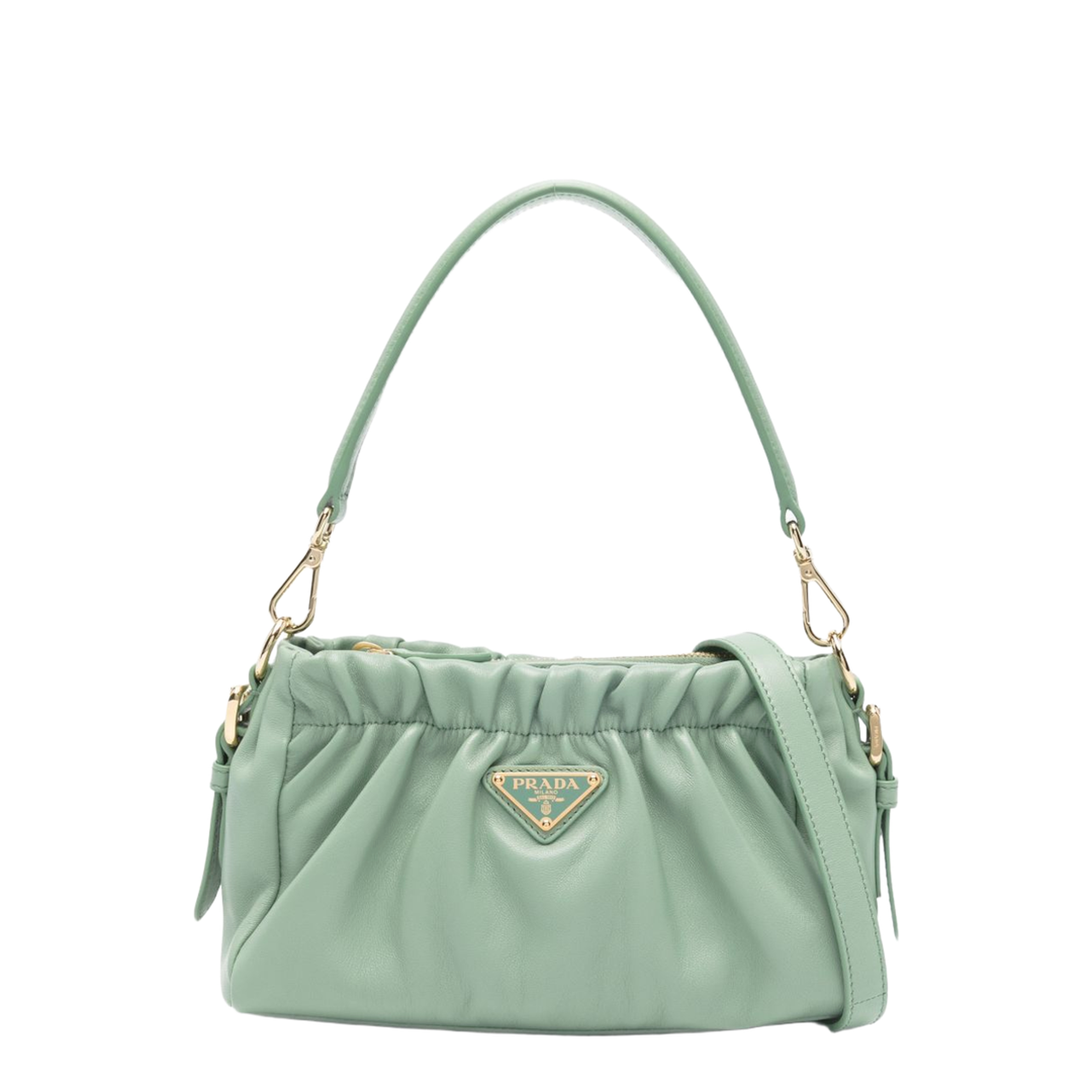 Gathered Nappa Handbag - Acquamarina - Image 1