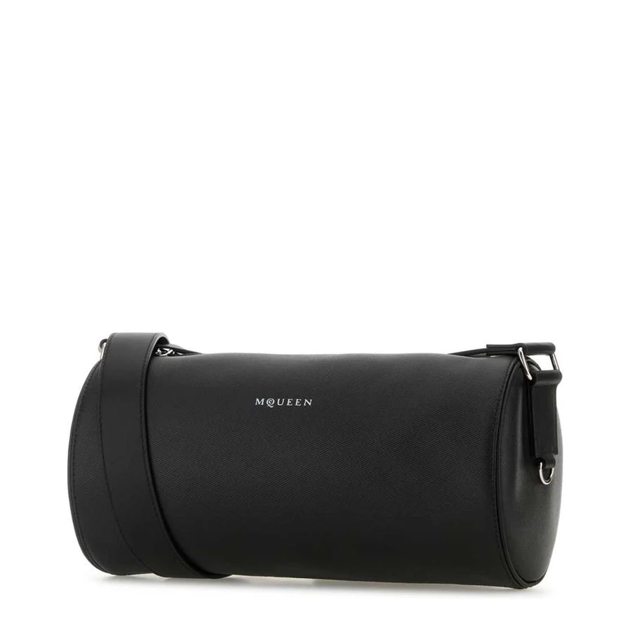 Black Leather McQueen Roller Crossbody Bag - Image 2