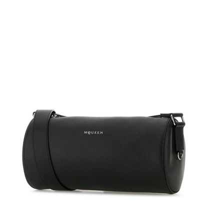 Black Leather McQueen Roller Crossbody Bag - Image 2