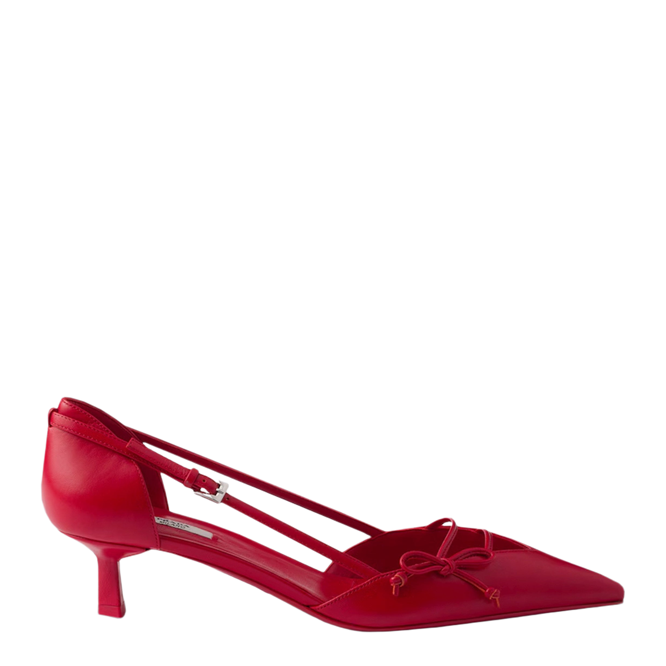 Red Leather Side-Open Pumps - Image 1