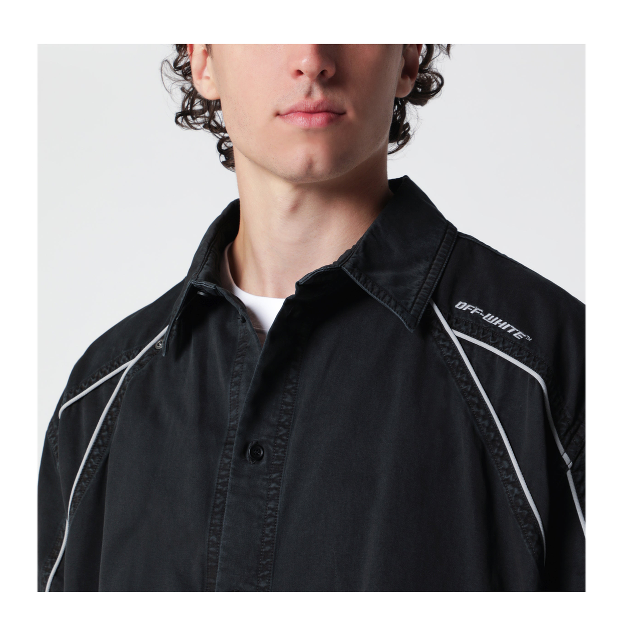 Off-White black OWR Garment-Dyed Gabardine Sporty bowling shirt - Image 2