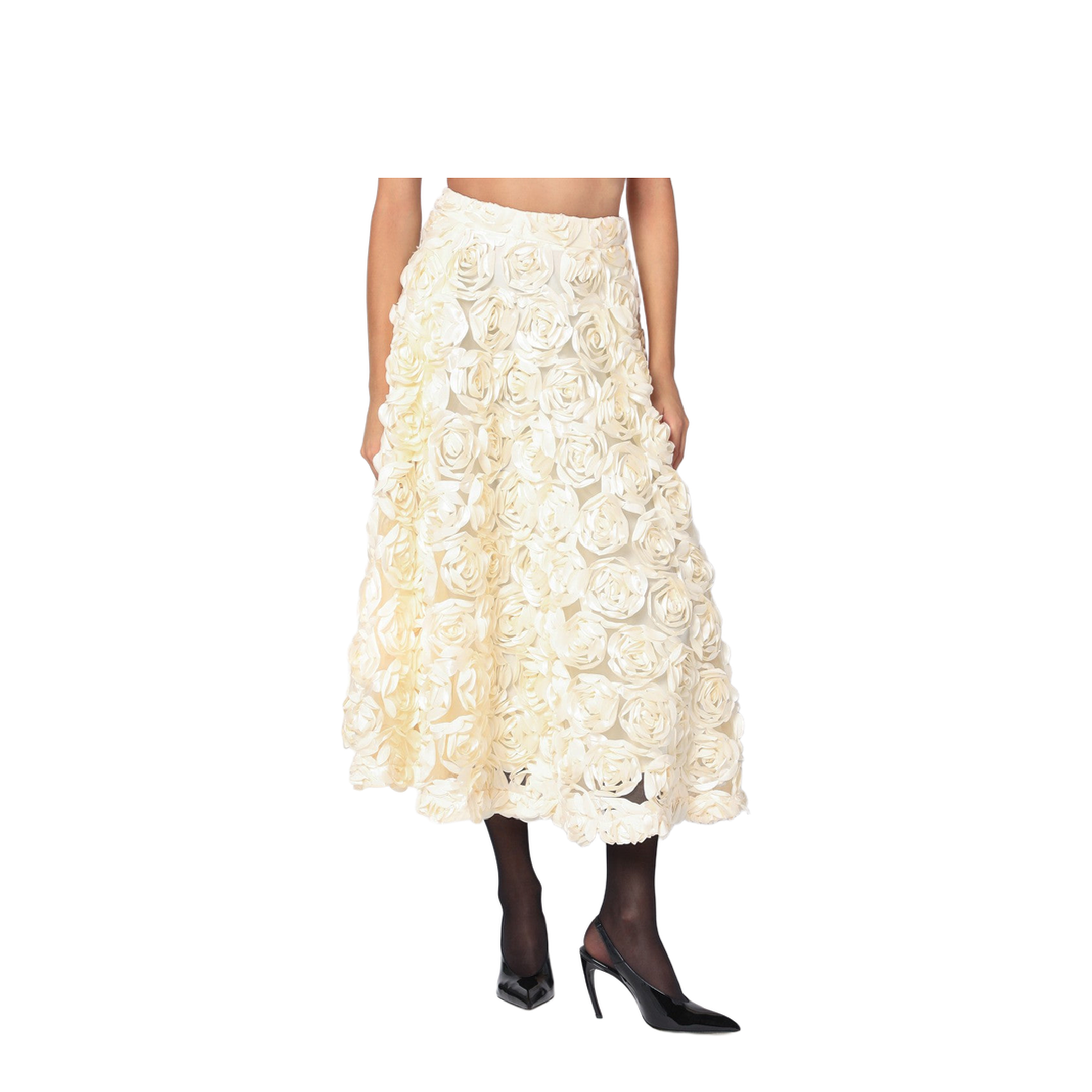 Cream Skirt with Floral Appliqués - Image 1