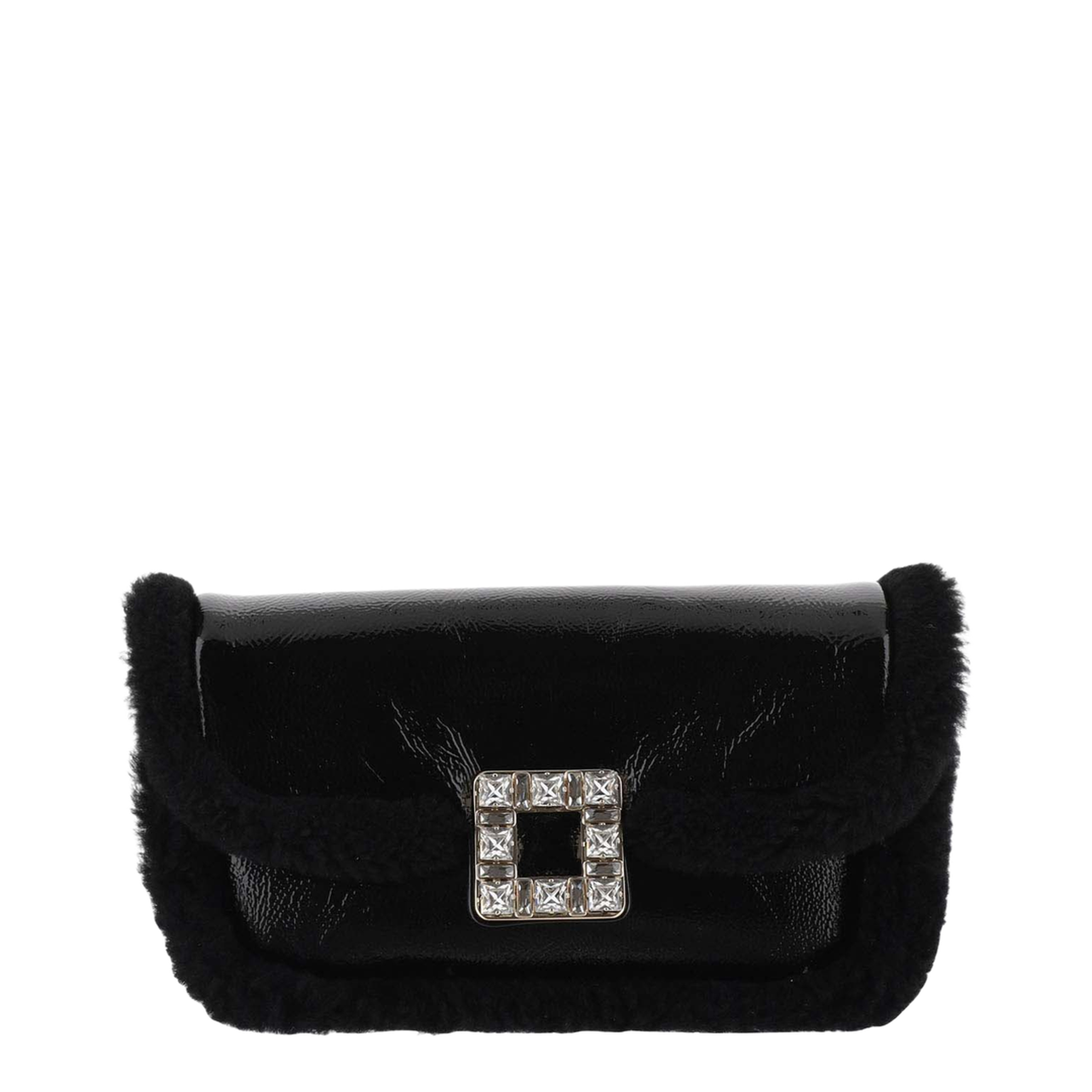 Shearling Strass Buckle Clutch Bag - Image 1
