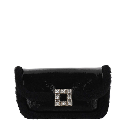 Shearling Strass Buckle Clutch Bag - Image 1