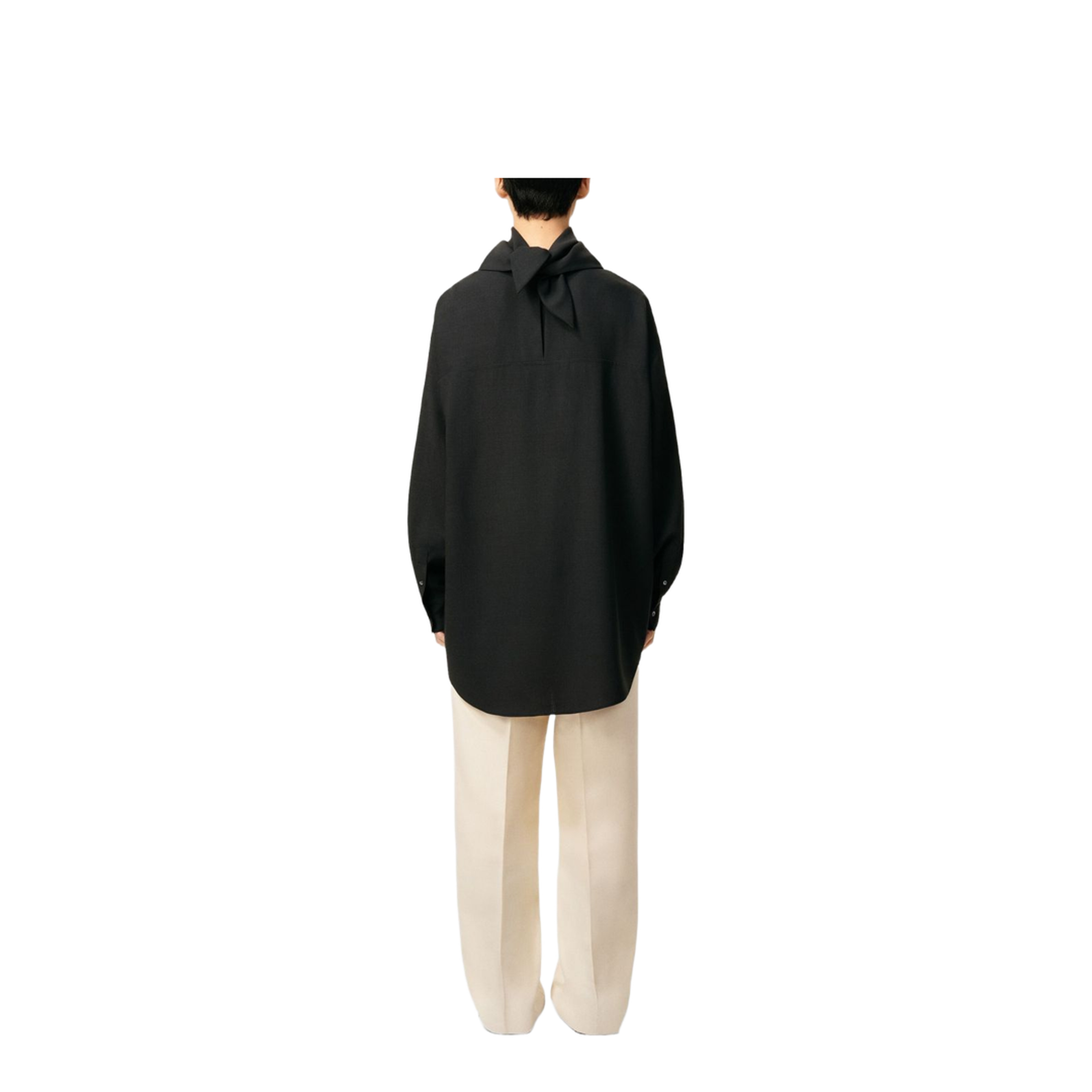 Black Wool Long Sleeves Bandana Blouse - Image 6