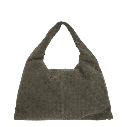 Hop Large Intrecciato Shoulder Bag Suede Mud - Image 3
