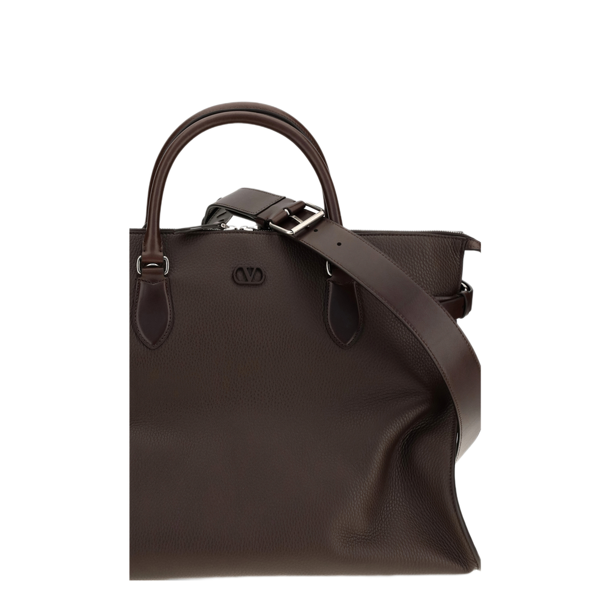 Antibes Large Grained Leather Duffle Bag - Dark Brown - Image 4