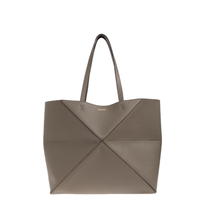 Puzzle Fold Large Horizontal Calfskin Tote - Taupe - Image 1