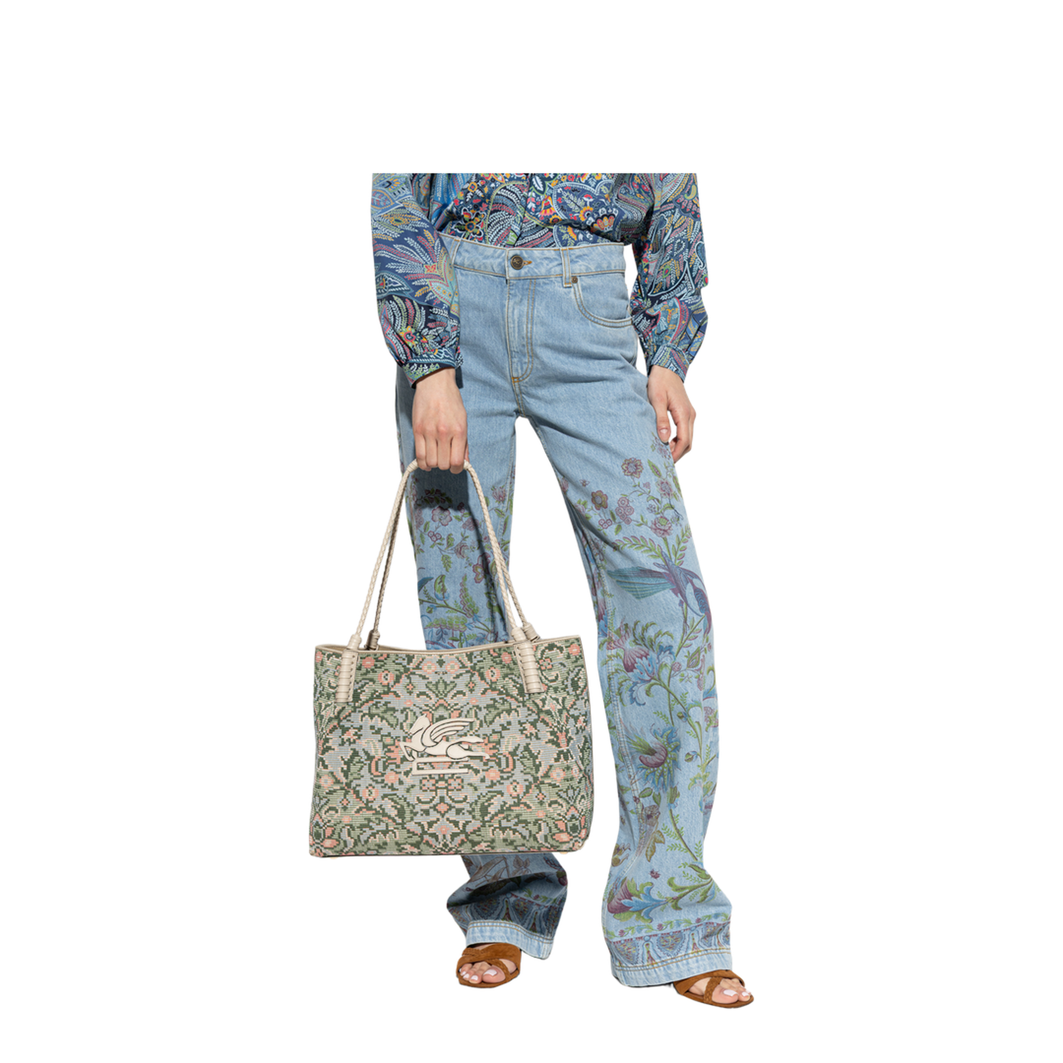 Libra Large Tapestry Jacquard Shopper Tote - Blue - Image 2
