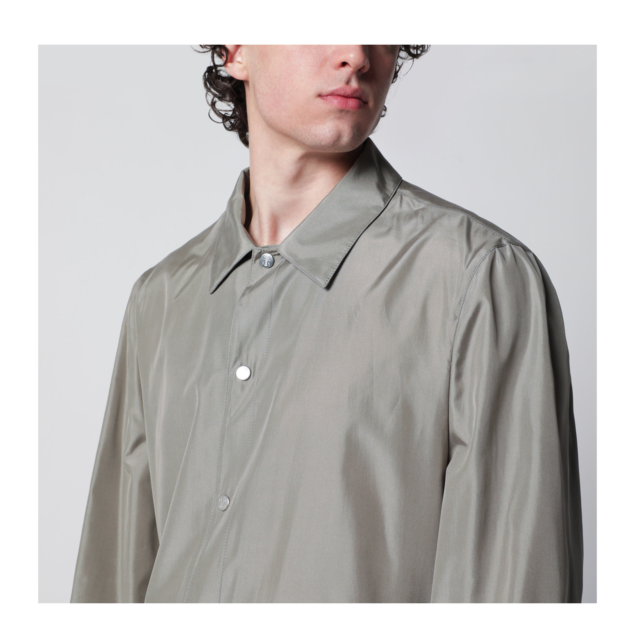 Unlined Jacket In Khaki Membrane Silk - Image 2