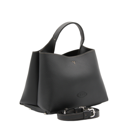 T Timeless Micro Hammered Leather Handbag - Black - Image 4